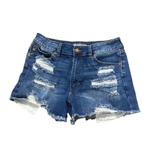 Just USA Distressed Denim Shorts Size L Frayed Hem Mid Rise